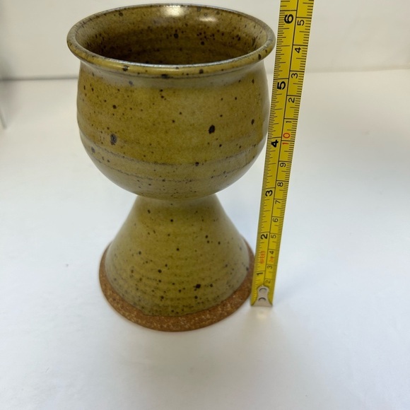 Studio Pottery Set Four (4) Speckle Stoneware Chalice Goblets - Picture 5 of 6